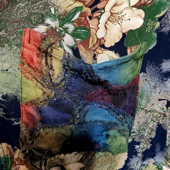 Ethyl Kimono Womens Sz M Multicolor Dark tones Mid length - Picture 3 of 3